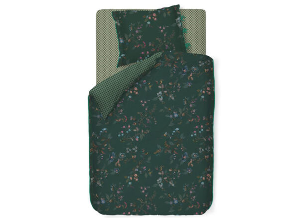 Pip Studio dekbedovertrek Kawai Flower dark green