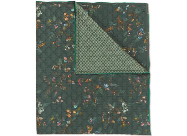 Pip Studio Kawai Flower dark green quilt
